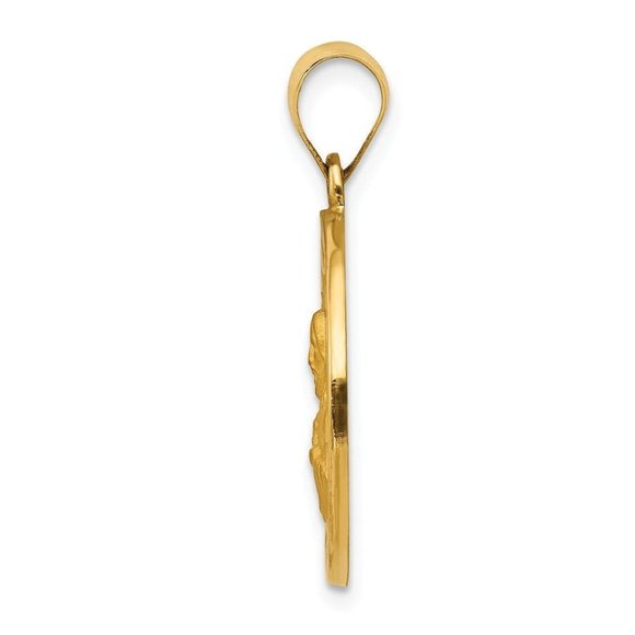 14k Sacred Heart of Jesus Medal Round Pendant New Religious Charm Yellow Gold - Picture 3 of 4